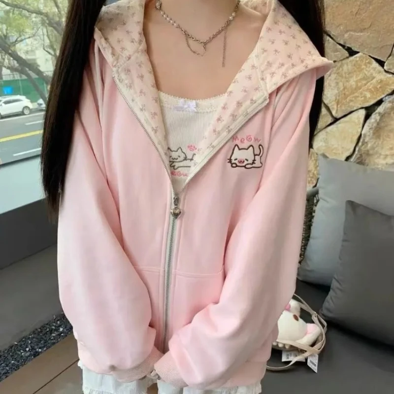 Y2k Kawaii Japanese Cartoon Long Sleeve Zipper Hooded Sweatshirts Subculture Loose Casual Hoodies Women Tops 2000s Vintage Chic - Image 12