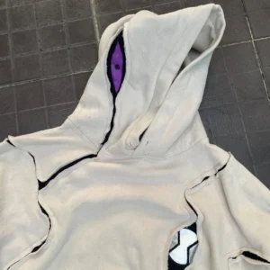 Light Color Splicing Embroidered Vintage Aesthetic Eye Print Casual Hooded Pullovers Men Versatile Classic Harajuku Sweashirts