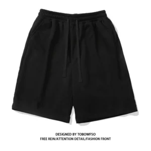 100% Cotton Simple High Street Shorts Men's and Women's Same Summer Loose Five-point Pants White Gray Sports Couple Pants