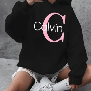 Calvin Graphic Hoodie Women's Plus Size "Calvin" Graphic Hoodie - Casual Long Sleeve Pullover with Pockets y2k clothes