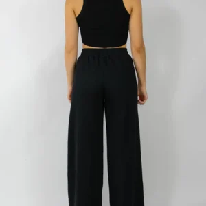 Women s High Waist Wide-Leg Pants in Solid Color Elastic Waistband Loose Fit Casual Fall Sweatpants with Straight Bottoms