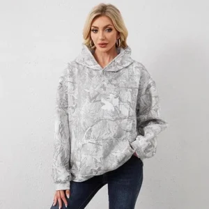 2025 autumn and winter cross-border women's casual loose hooded new personalized printed women's hoodie from Europe and America