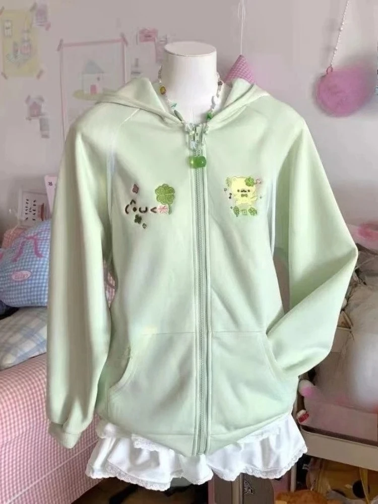 Y2k Kawaii Japanese Cartoon Long Sleeve Zipper Hooded Sweatshirts Subculture Loose Casual Hoodies Women Tops 2000s Vintage Chic - Image 9