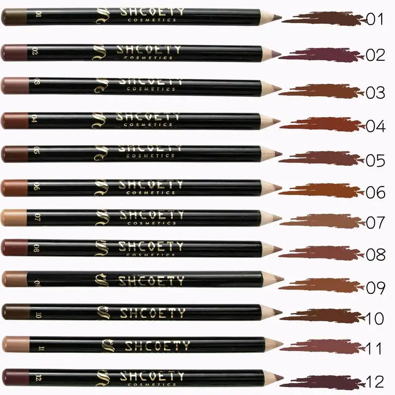 12pcs Lip Liner Pen 12 Colors Professional Lip Liner Pencil and Matte Lip Non-stick Cup Nude Lipstick Pencil SET - Image 6