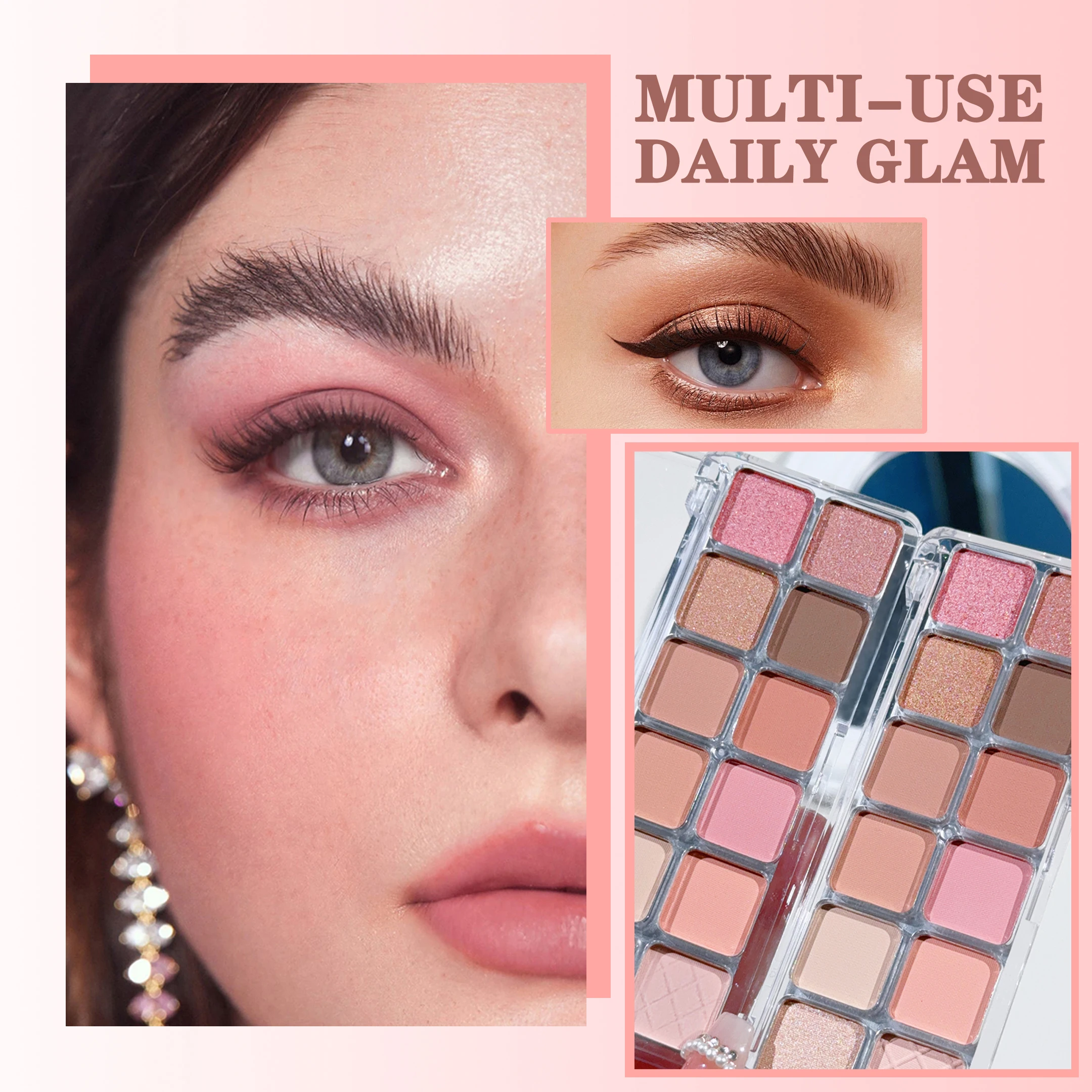 12-Color Glitter Eyeshadow Palette Low Saturation Matte Eyeshadow Palette Long Lasting Eye Shadow Makeup Glitter Matte Finishes - Image 6
