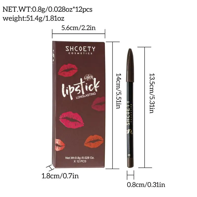 12pcs Lip Liner Pen 12 Colors Professional Lip Liner Pencil and Matte Lip Non-stick Cup Nude Lipstick Pencil SET - Image 4