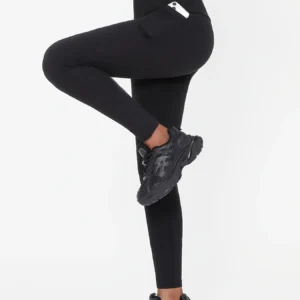 1PC Women’s Plus Size High-Waisted Black Yoga Leggings, Flexible Stretchy Comfort, Ideal for Pilates Gym Running Hiking Fitness