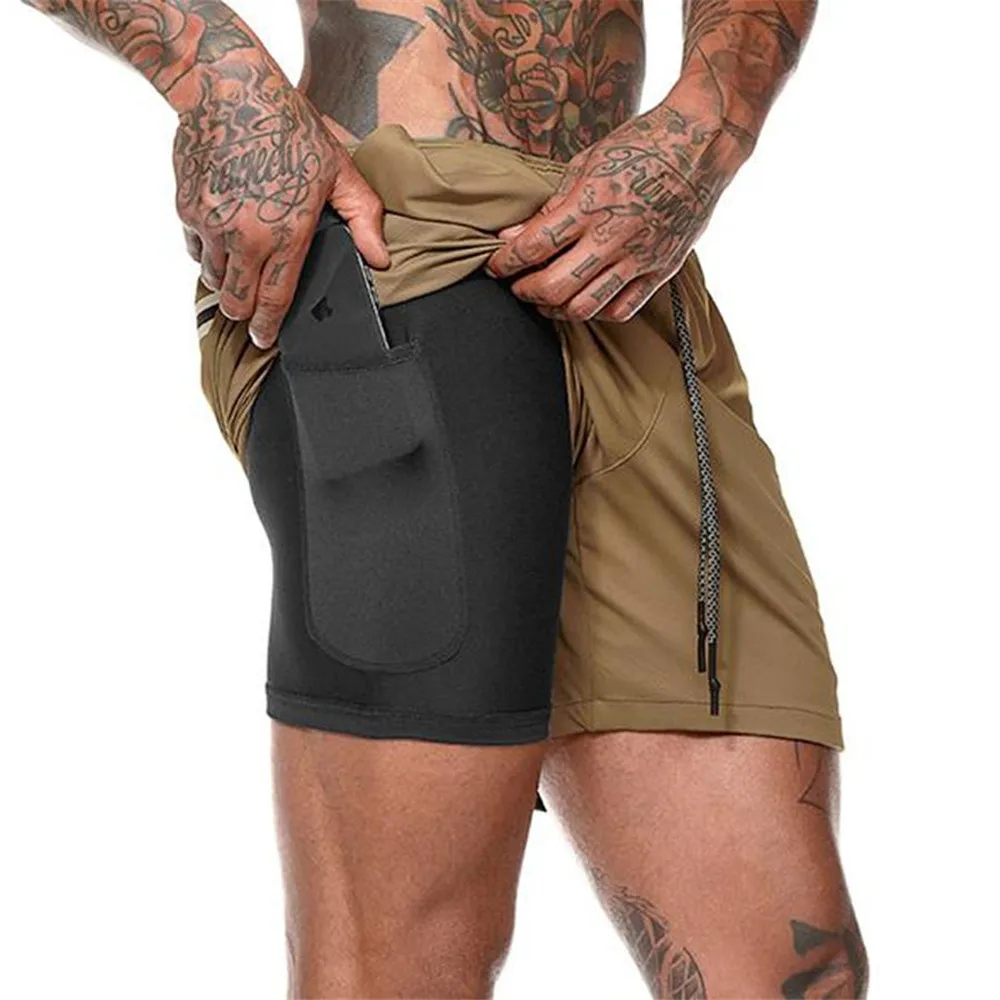 2020 Summer Running Shorts Men 2 in 1 Sports Jogging Fitness Shorts Training Quick Dry Mens Gym Men Shorts Sport gym Short Pants - Image 19
