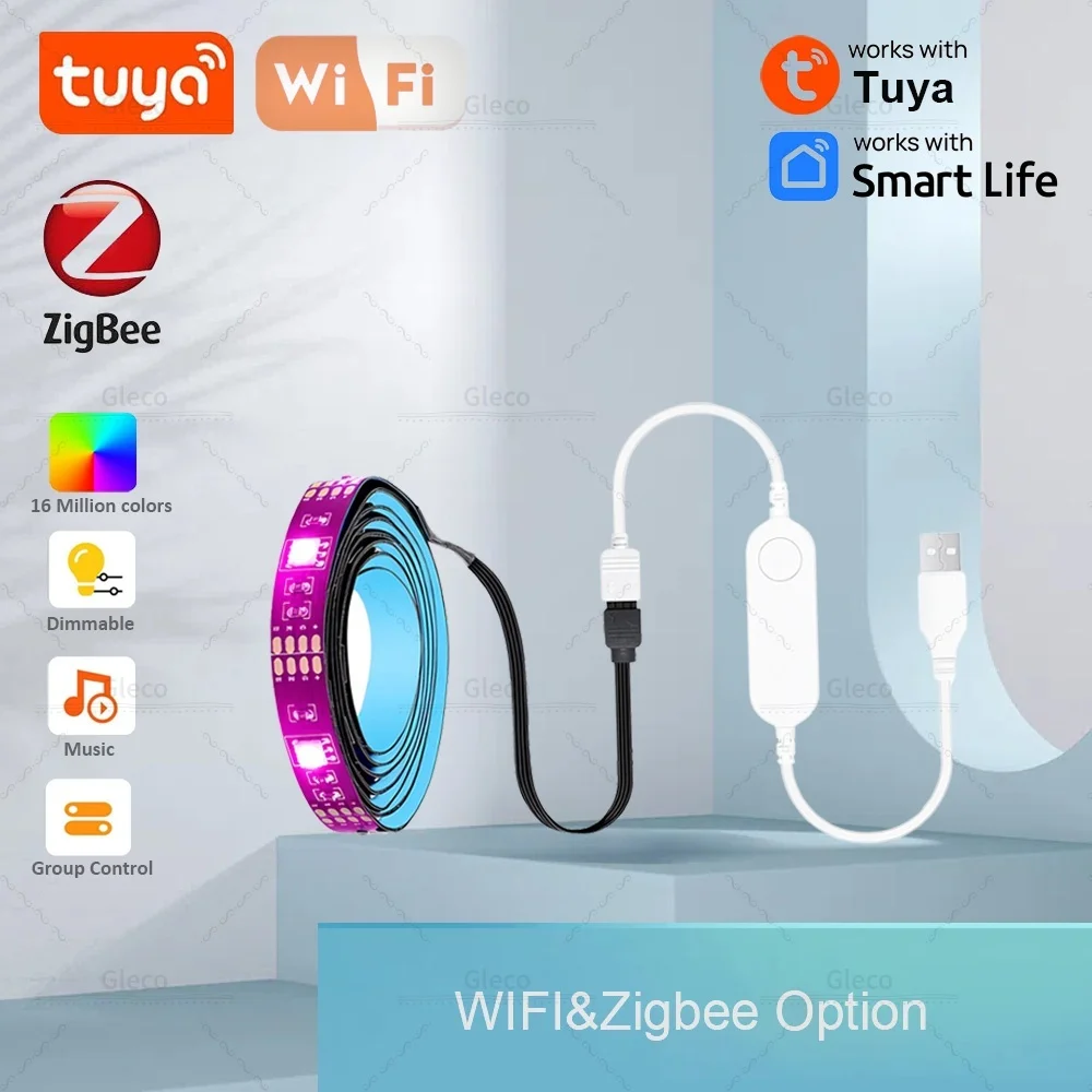 Wifi/Zigbee Tuya USB Led Lights RGB led Strip DC5V 5050 Smart Led TV Back Lighting For Alexa Google Home Automation Smart Life