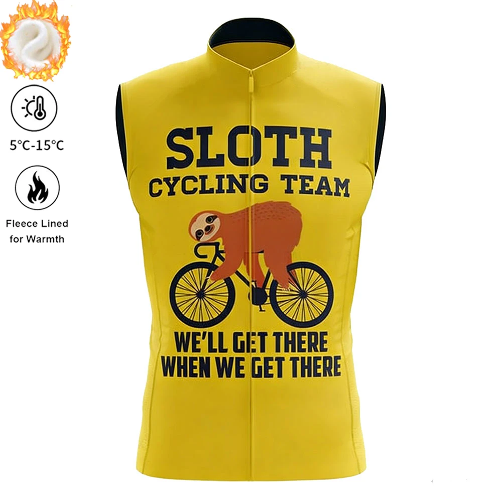 Sloth Team Winter Cycling Vest Man's Winter Autumn Thermal Fleece Warm Cycling Vests for Outdoor Sports MTB Road Bike Waistcoat - Image 3