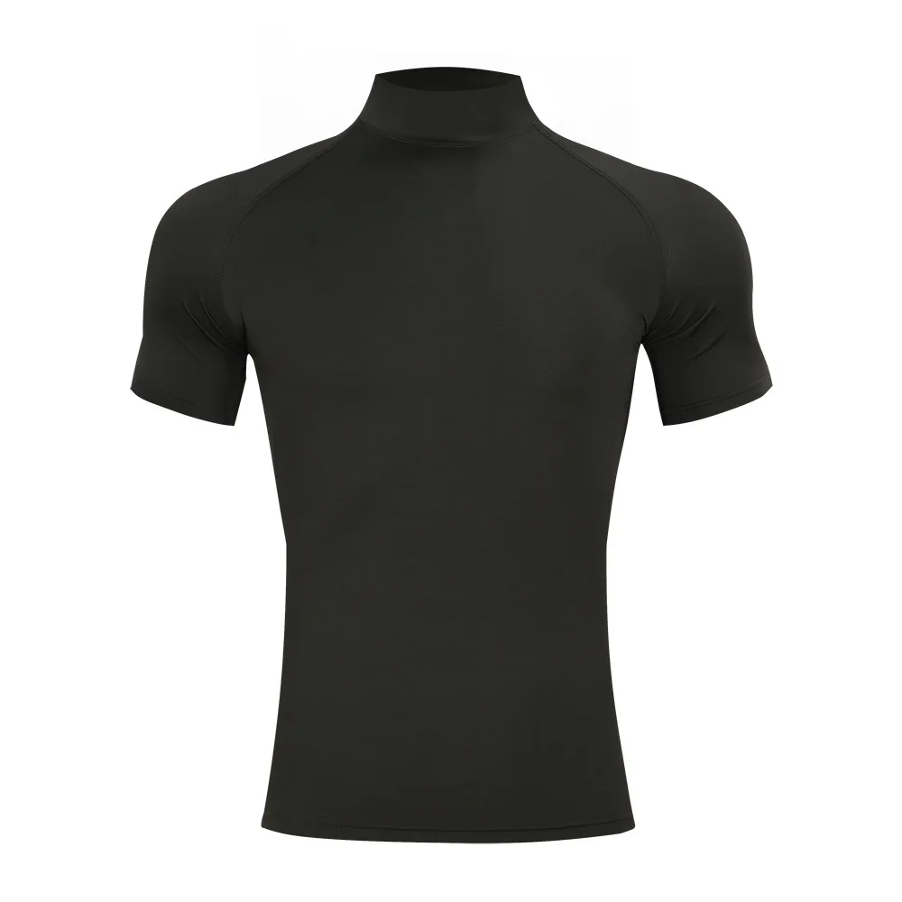 Mens Bodybuilding Sports Tight T-shirt Summer Compression Turtleneck Short Sleeve Gym Fitness Running Quick Dry Male Workout Top - Image 8