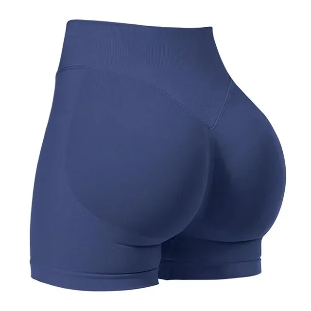 Women's High Waisted Yoga-Shorts Seamless Low Ribbed Waistband Gym Shorts Scrunch Bum High Stretch Running Cycling Shorts - Image 12