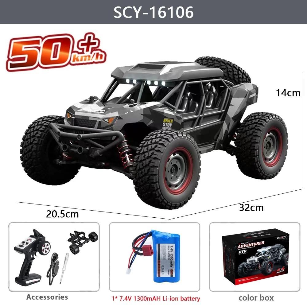 16106 1:16 50KM/H 4WD RC Car With LED Remote Control Off-road Cars High Speed Drift Monster Truck for Kids vs Wltoys 144001 Toys - Image 8
