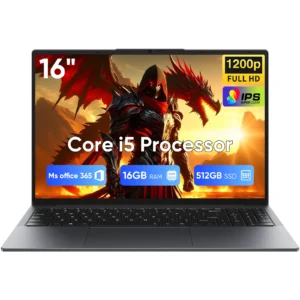 16" Laptop Computer Intel Core i5 Processor Win11 Pro Laptop 16GB RAM 512GB SSD 1920 x 1200 16:10 Display with Backlit Keyboard