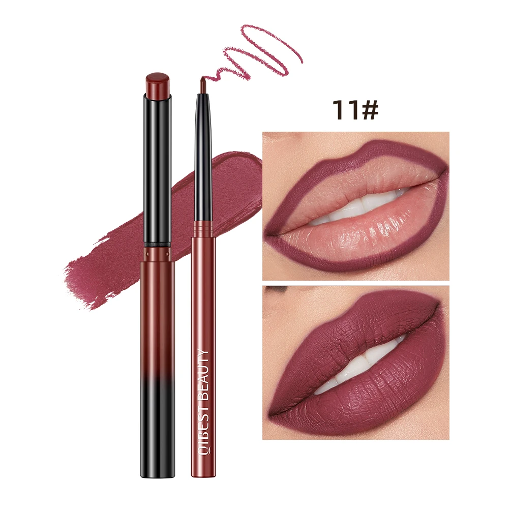 QIBEST 2pcs Lipstick Lipliner Pen Set Matte Velvet Lip Liner Pencil Contour Makeup Sexy Red Lip Stick Long Lasting Cosmetics - Image 18