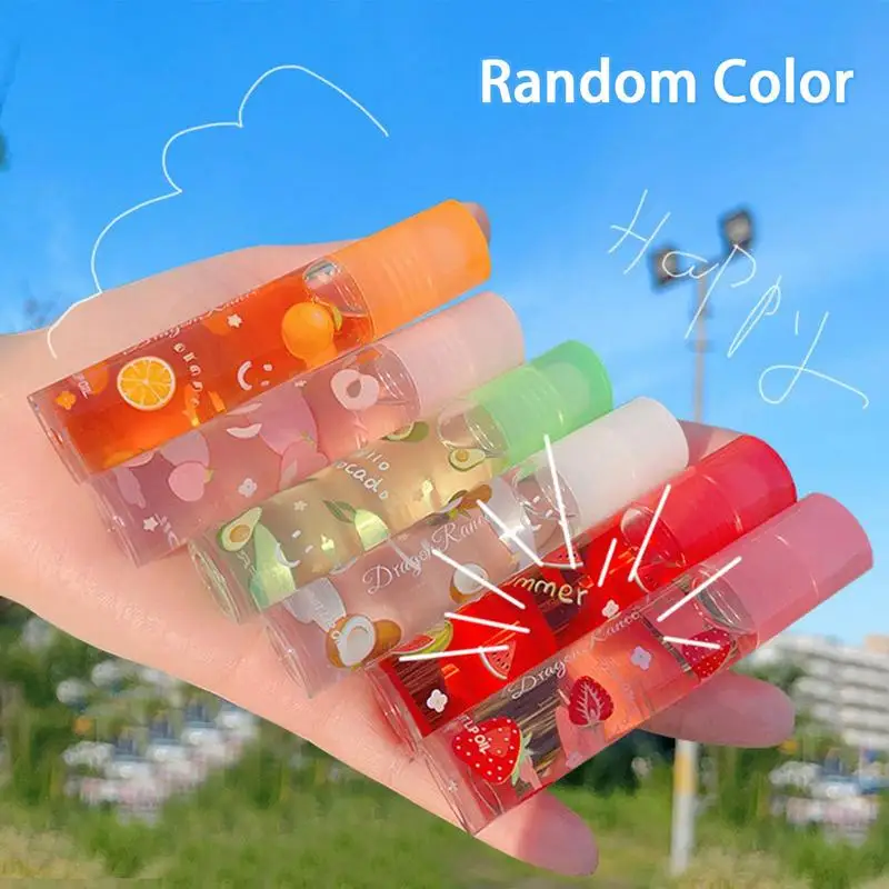6 Colors Random Roll-on Fruit Essence Lip Balm Lip Oil Lip Moisturizing Mirror Primer Lip Lipstick Hydrating Gloss Transparent - Image 3