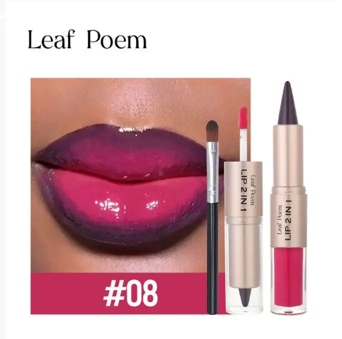 2 In 1 Dual-Ended Lip Liner & Gloss Combo High Pigmented Long-Lasting Lipstick Softens the Look of Lines Make Lips Appear Fuller - Image 8