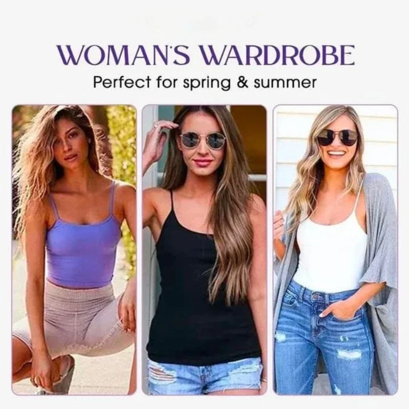 Sexy Women Tops Solid Padded Bra Spaghetti Camisole Top Women Vest Women Camisole with Built in Bra Cami Top Vest Tank Top 2024 - Image 4