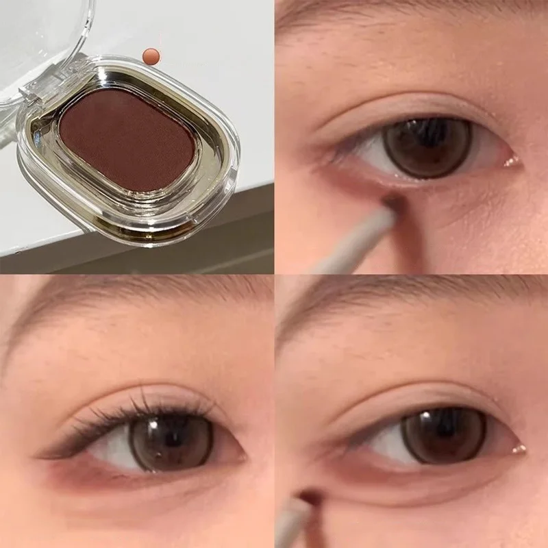 Red Brown Monochrome Eyeliner Eyeshadow Powder Palette Silky Matte Chocolate Lying Silkworm Eyeliner Waterproof Aegyo-sal Makeup - Image 3