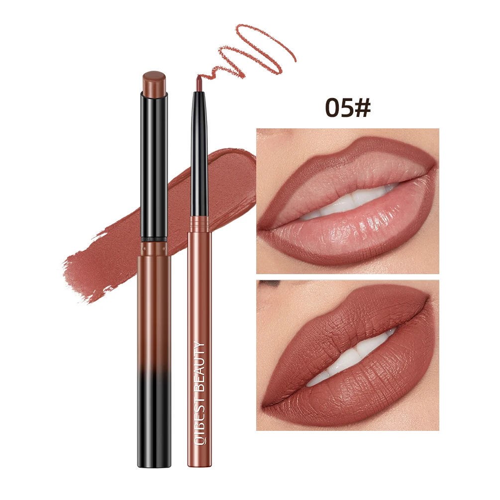 QIBEST Matte Nude Lipstick Pen Long Lasting Lipliner Lip Pencil Waterproof Lip Liner Contour Sexy Red Lip Makeup Set For Women - Image 17