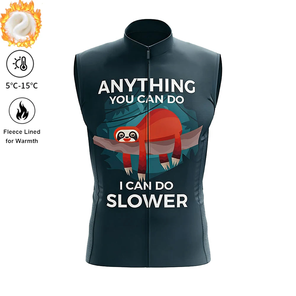 Sloth Team Winter Cycling Vest Man's Winter Autumn Thermal Fleece Warm Cycling Vests for Outdoor Sports MTB Road Bike Waistcoat - Image 13
