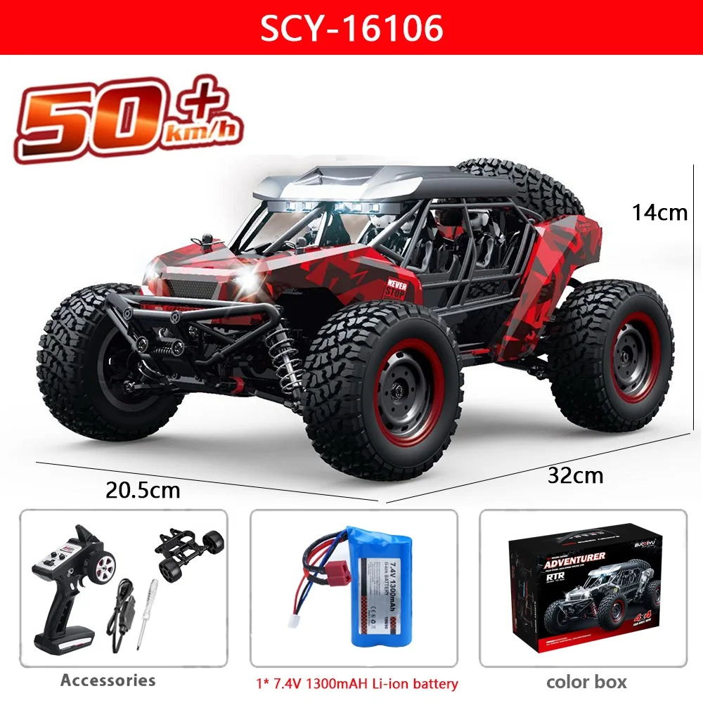 16106 1:16 50KM/H 4WD RC Car With LED Remote Control Off-road Cars High Speed Drift Monster Truck for Kids vs Wltoys 144001 Toys - Image 9