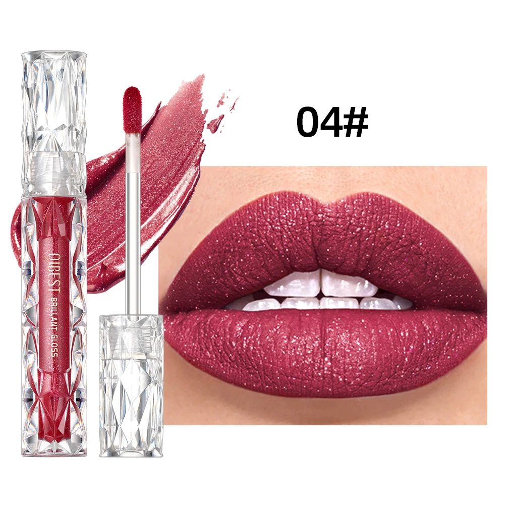 QIBEST Diamond Liquid Lipstick Moisturizing Long-Lasting Purple Sparkling Waterproof Lip Gloss Cosmetics Matte Glitter Lipstick - Image 14