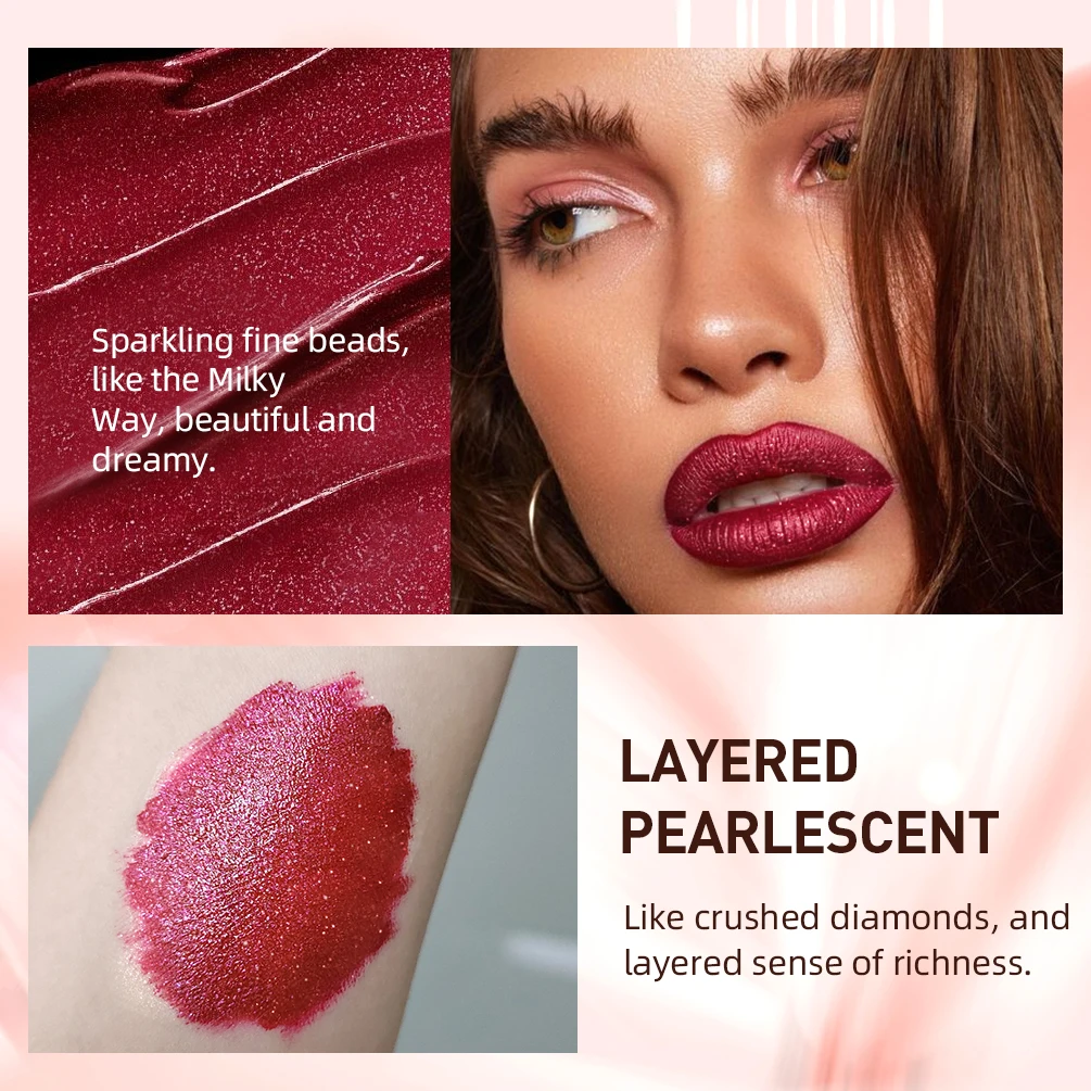 QIBEST Diamond Liquid Lipstick Moisturizing Long-Lasting Purple Sparkling Waterproof Lip Gloss Cosmetics Matte Glitter Lipstick - Image 5
