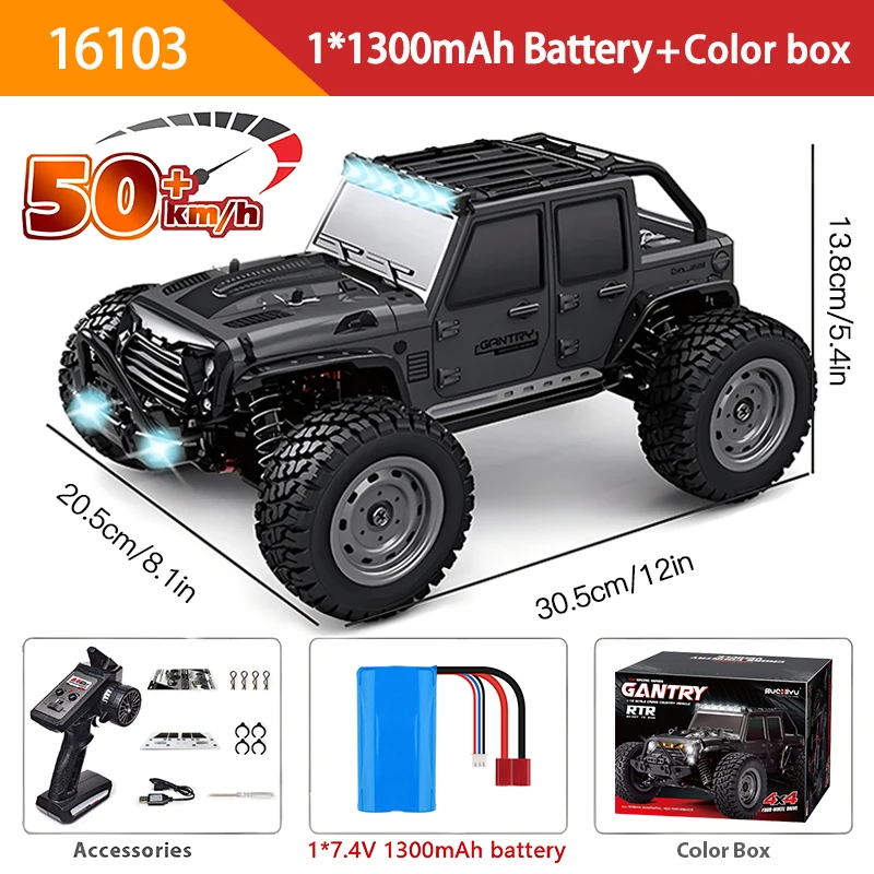 1:16 70KM/H Or 50KM/H 4WD RC Car With LED Remote Control Cars High Speed Drift Monster 4x4 Truck for Kids vs Wltoys 144001 Toys - Image 8