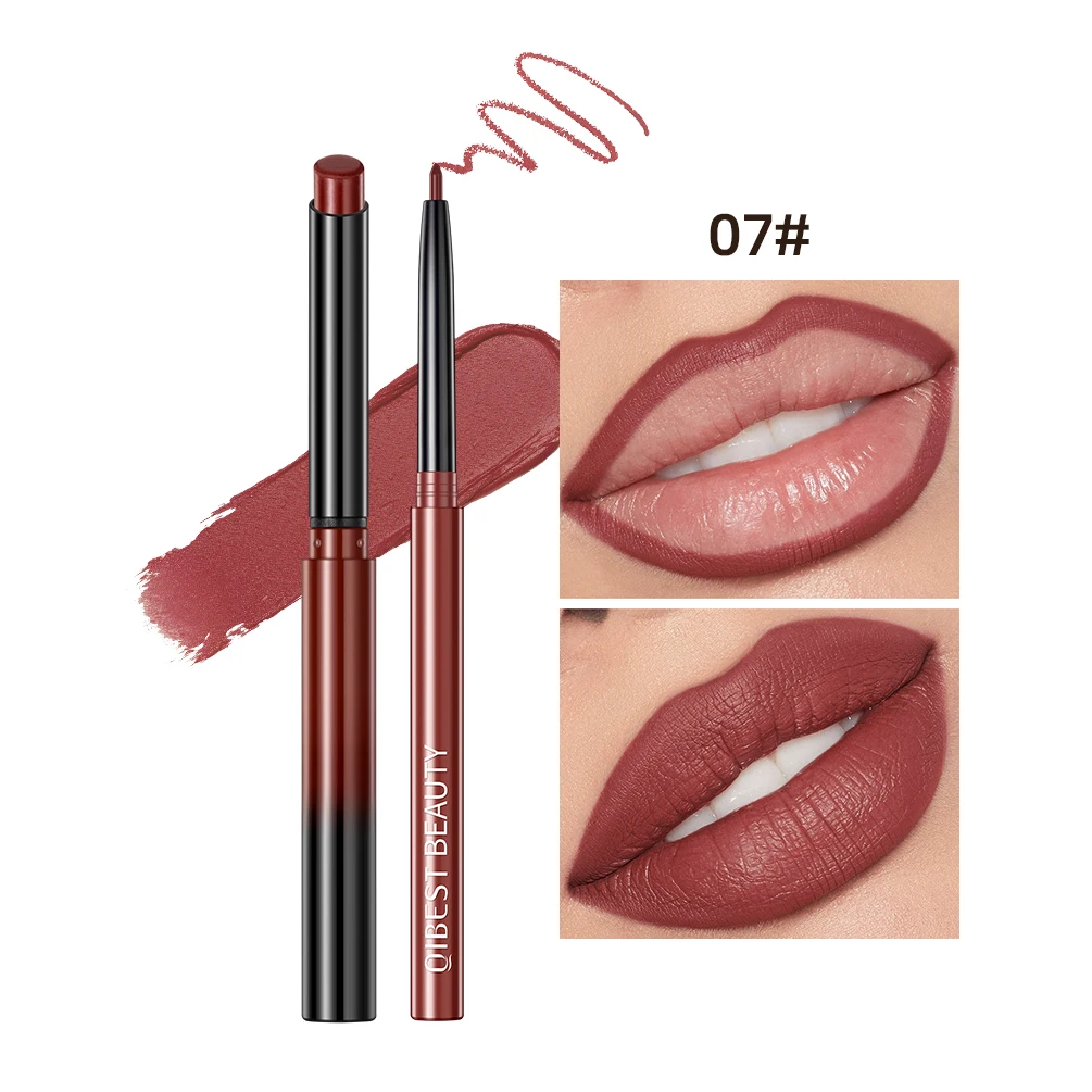 QIBEST Matte Nude Lipstick Pen Long Lasting Lipliner Lip Pencil Waterproof Lip Liner Contour Sexy Red Lip Makeup Set For Women - Image 15