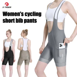 X-TIGER Women's Cycling Bib Shorts Pro Padded Bicycle Short Road MTB Cycling Tights Breathable Cycling Bib Shorts with Pockets