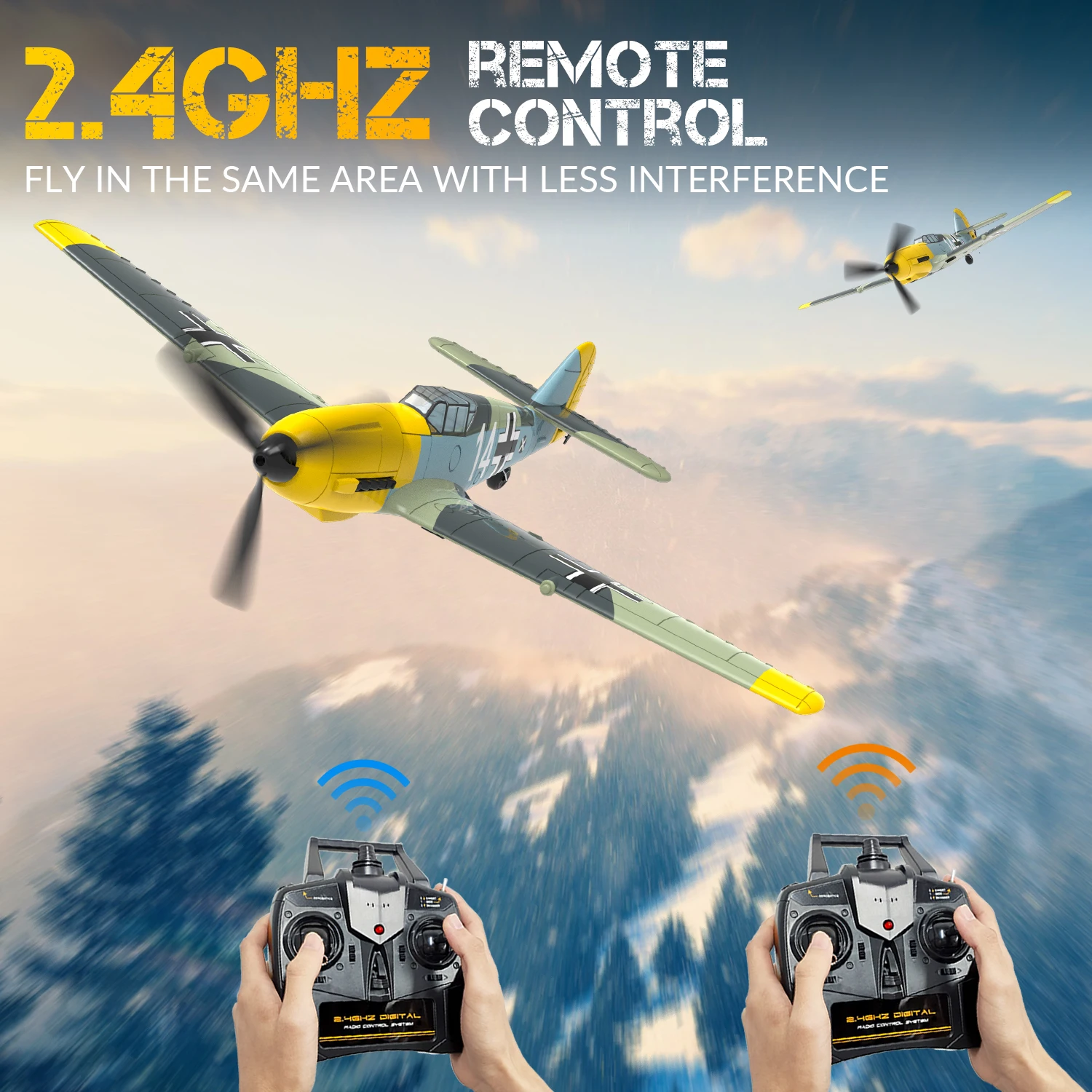 VOLANTEXRC RC Plane, 4 Channel Remote Control Airplane BF109 Fighter RTF with Aileron, Gyro, Aerobatics & 3 Modes Easy to Fly - Image 3