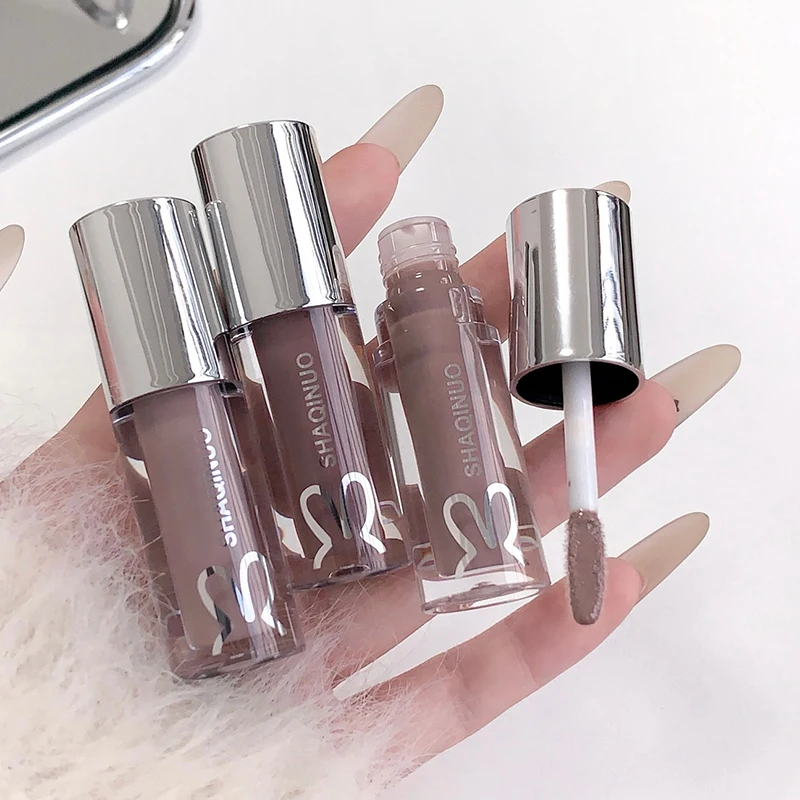 Water Light Mirror Moisturizing Lip Gloss Punk Black Silver Fine Flash Low Saturation Lip Glaze Long-lasting Nude Lip Makeup - Image 4