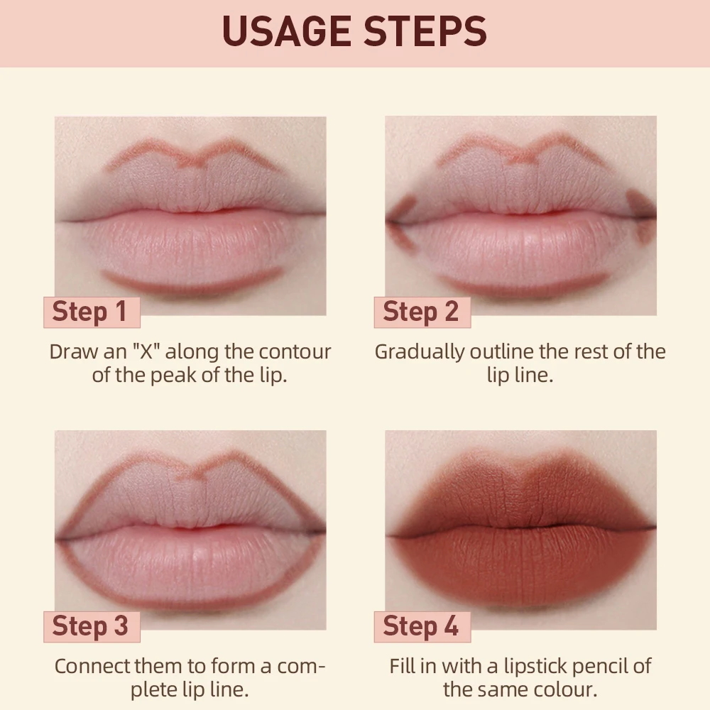 QIBEST 2pcs Lipstick Lipliner Pen Set Matte Velvet Lip Liner Pencil Contour Makeup Sexy Red Lip Stick Long Lasting Cosmetics - Image 6
