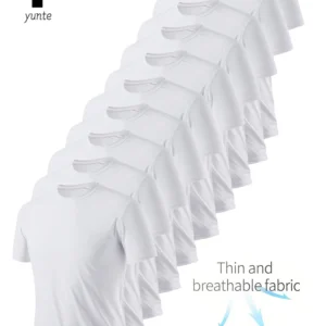 Crew T-Shirt10Pcs White Ultralight Men Quick Dry Breathable Sweat Shirt for Fitness Gym Running Light Plaid Quick Dry Short Slee