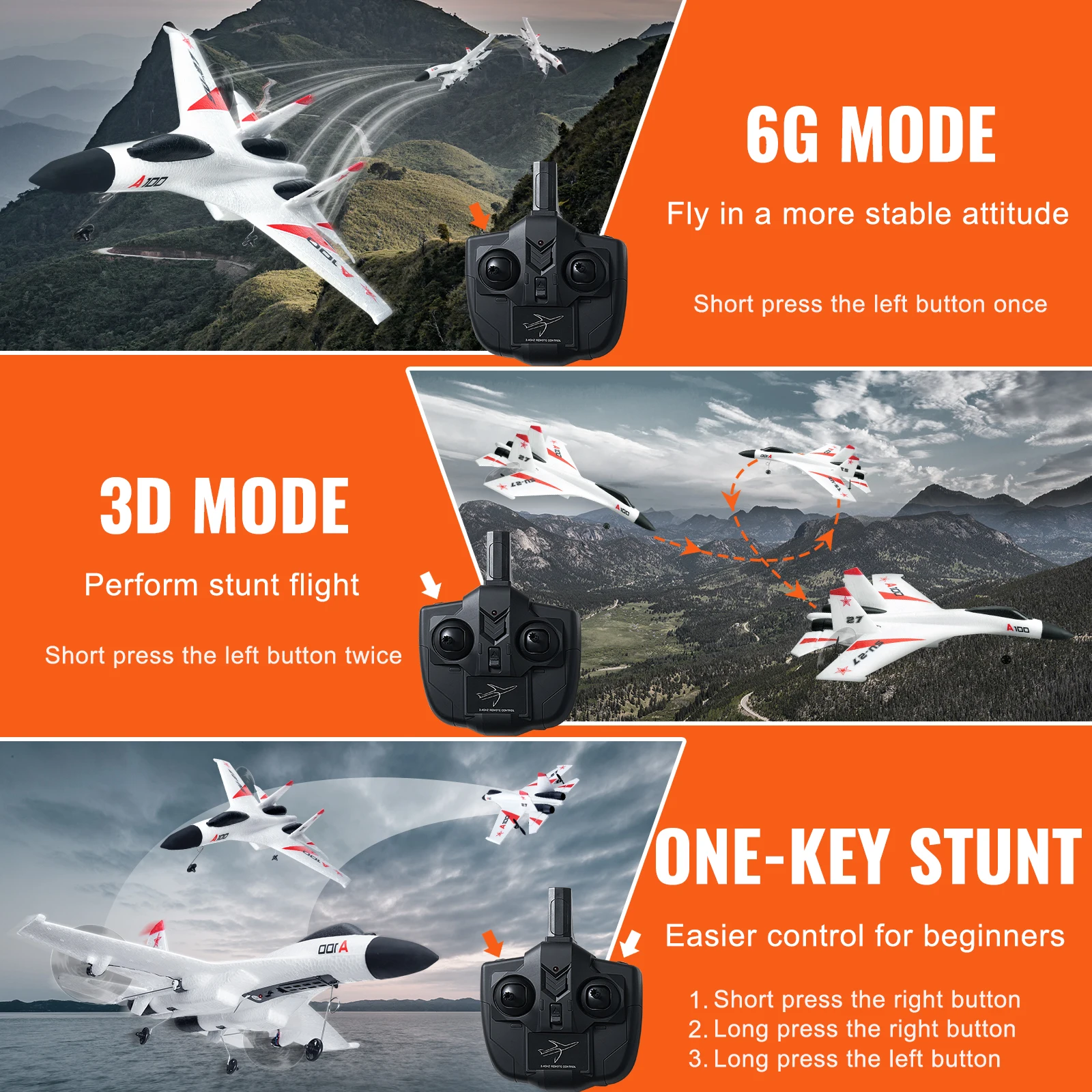SucceBuy SU27 RC Plane 2.4G Remote Control Flying Model Glider Airplane with 2 Batteries Aircraft Foam Toys for Children Gifts - Image 3