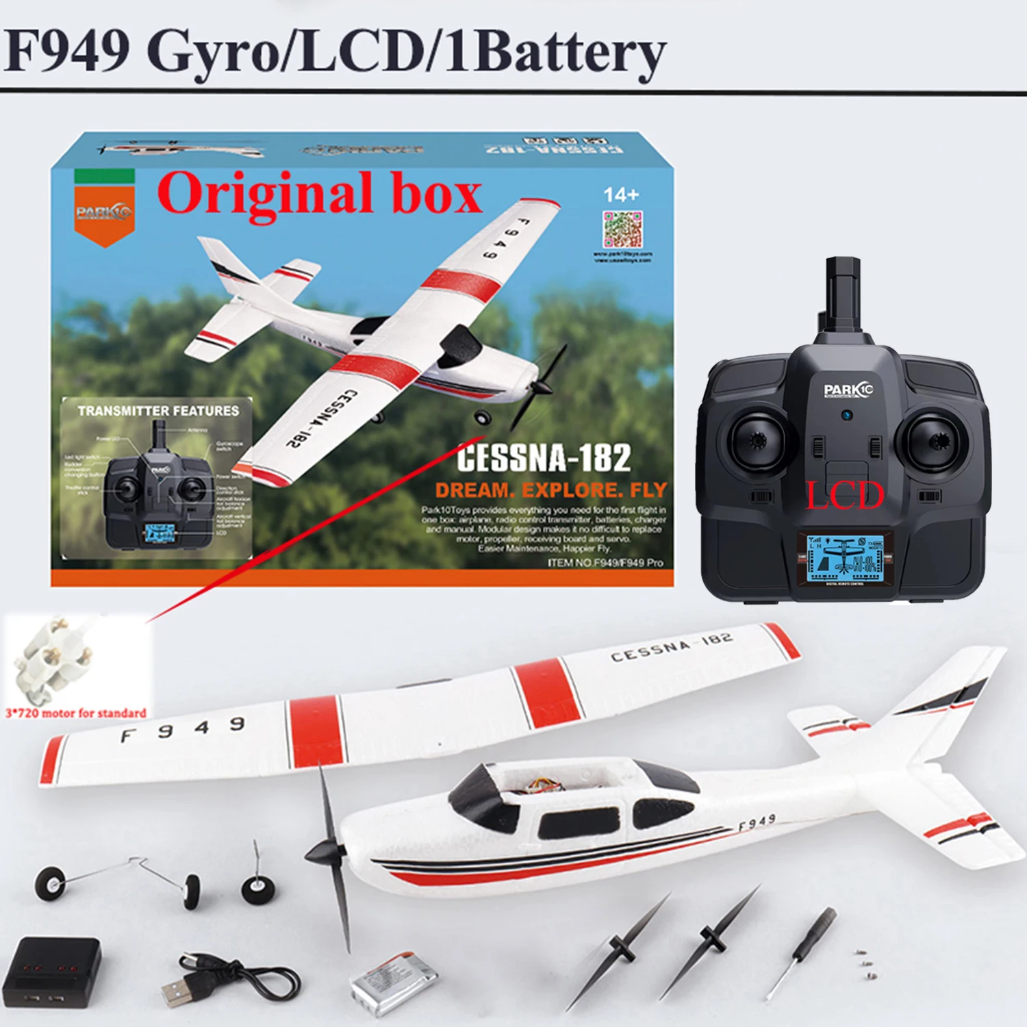 【C0】WLtoys 2.4G F949 LCD Version RC Airplane Cessna 182 3D6G 3Ch Fixed Wing Plane Outdoor Drone RTF With Gyroscope And Night - Image 7