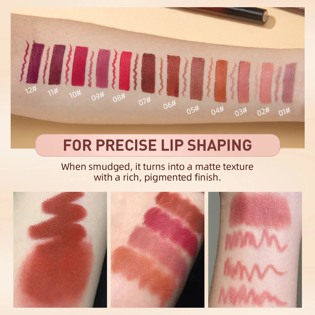 QIBEST Matte Nude Lipstick Pen Long Lasting Lipliner Lip Pencil Waterproof Lip Liner Contour Sexy Red Lip Makeup Set For Women - Image 4