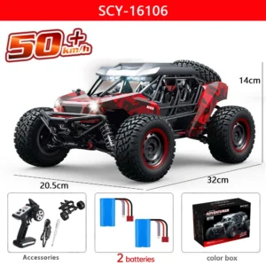 16106 1:16 50KM/H 4WD RC Car With LED Remote Control Off-road Cars High Speed Drift Monster Truck for Kids vs Wltoys 144001 Toys