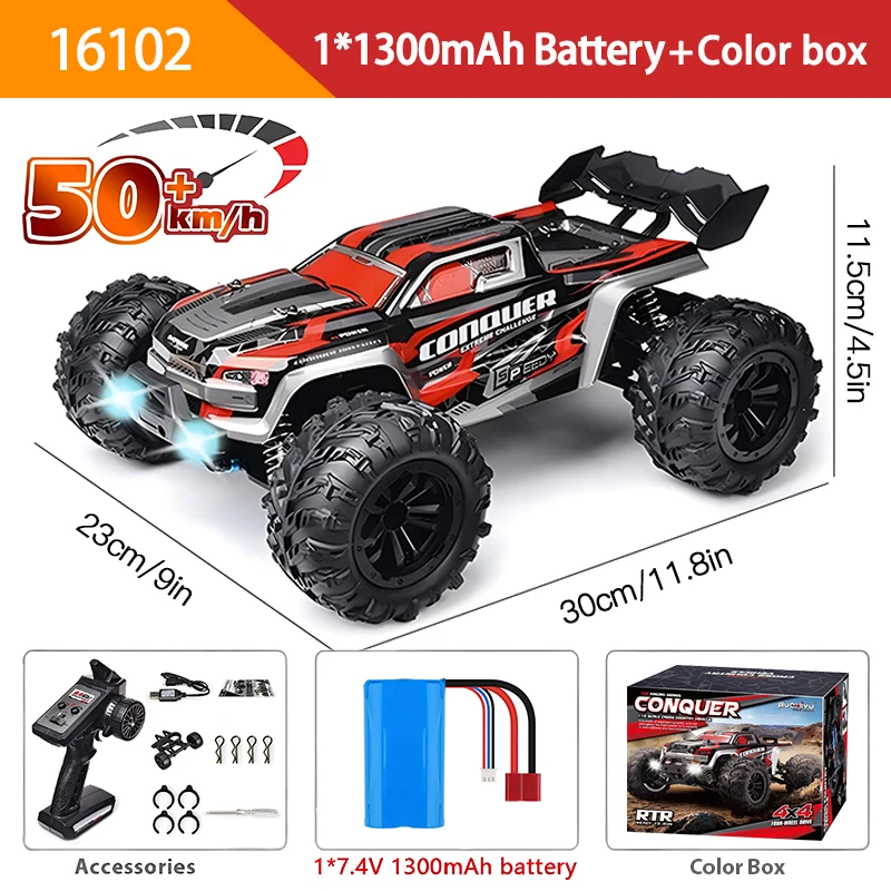 1:16 70KM/H Or 50KM/H 4WD RC Car With LED Remote Control Cars High Speed Drift Monster 4x4 Truck for Kids vs Wltoys 144001 Toys - Image 11
