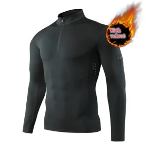 Quick Dry Running Shirt Men T-shirt Long Sleeve Compression Shirts Gym T-shirt Fitness Sport Cycling zipper Shirt Men Rashgard
