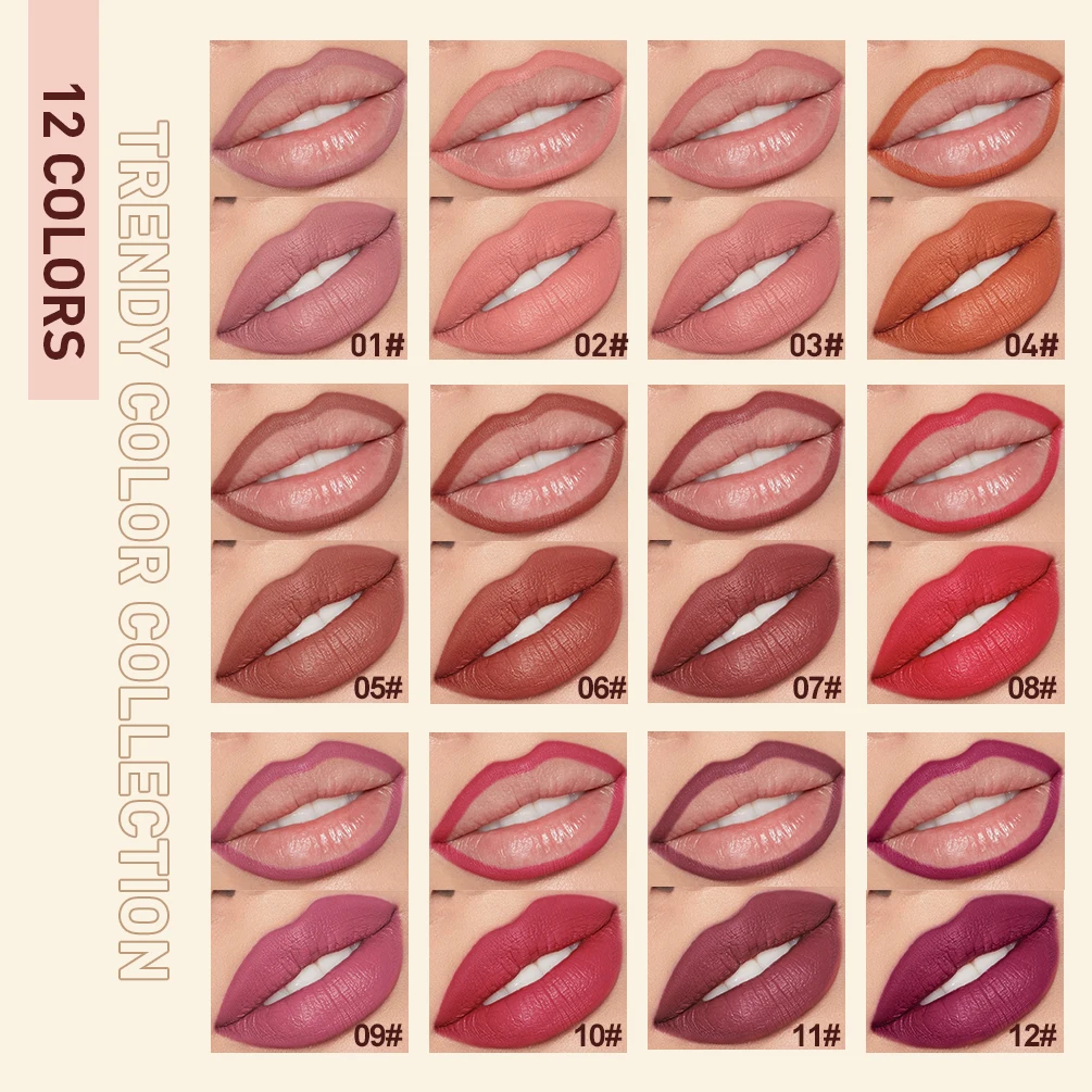 QIBEST Matte Nude Lipstick Pen Long Lasting Lipliner Lip Pencil Waterproof Lip Liner Contour Sexy Red Lip Makeup Set For Women - Image 3
