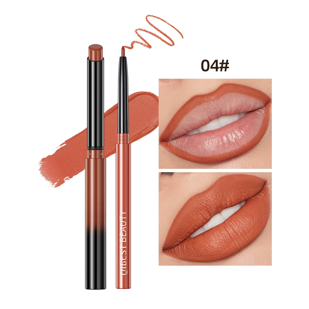 QIBEST 2pcs Lipstick Lipliner Pen Set Matte Velvet Lip Liner Pencil Contour Makeup Sexy Red Lip Stick Long Lasting Cosmetics - Image 11