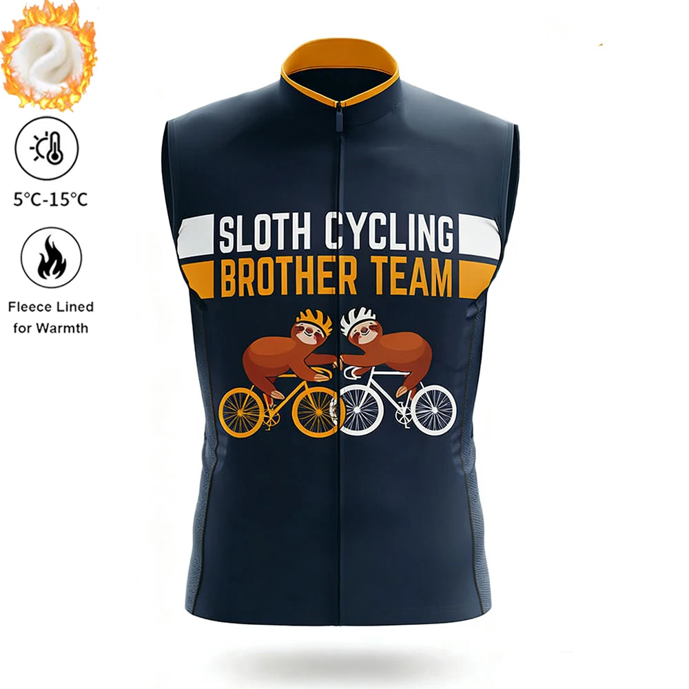 Sloth Team Winter Cycling Vest Man's Winter Autumn Thermal Fleece Warm Cycling Vests for Outdoor Sports MTB Road Bike Waistcoat - Image 8