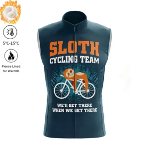 Sloth Team Winter Cycling Vest Man's Winter Autumn Thermal Fleece Warm Cycling Vests for Outdoor Sports MTB Road Bike Waistcoat