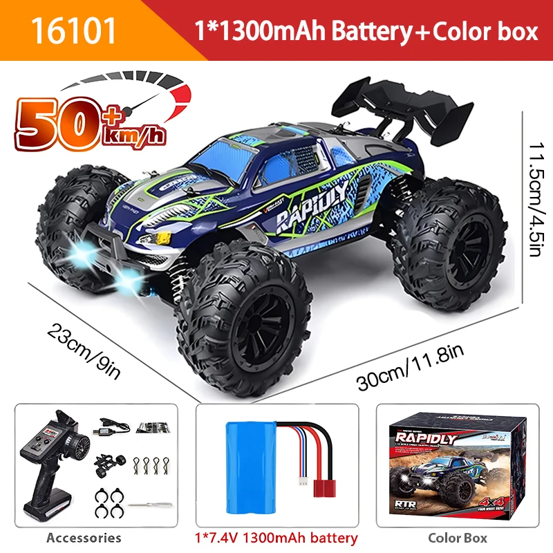 1:16 70KM/H Or 50KM/H 4WD RC Car With LED Remote Control Cars High Speed Drift Monster 4x4 Truck for Kids vs Wltoys 144001 Toys - Image 12