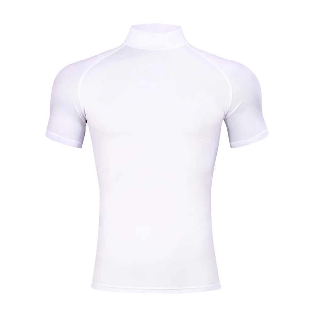 Mens Bodybuilding Sports Tight T-shirt Summer Compression Turtleneck Short Sleeve Gym Fitness Running Quick Dry Male Workout Top - Image 7
