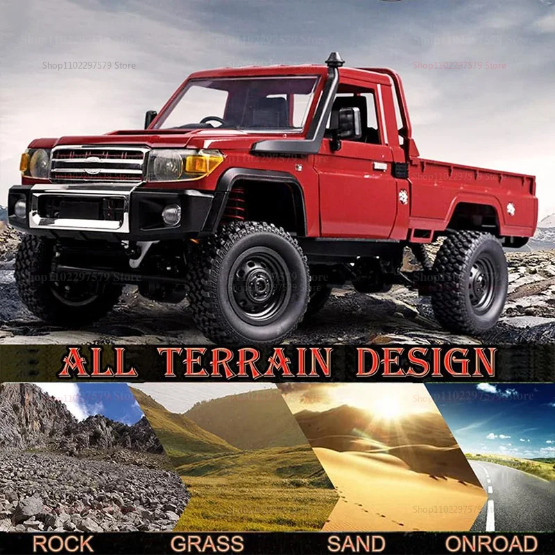 MN82 Upgraded PRO Off-Road 4WD Pickup Truck 1:12 Scale RC Car with Headlights 2.4G Remote Control Toy Gift for Kids Outdoor Play - Image 4