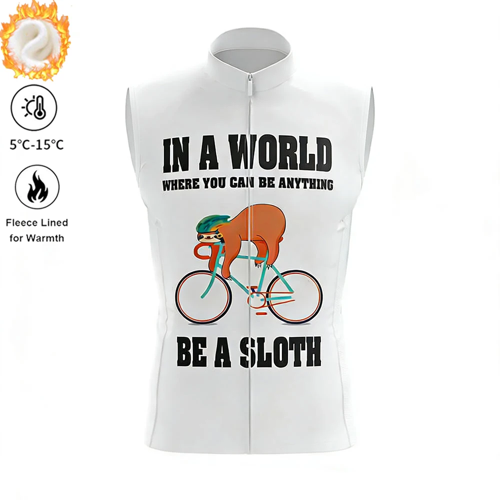 Sloth Team Winter Cycling Vest Man's Winter Autumn Thermal Fleece Warm Cycling Vests for Outdoor Sports MTB Road Bike Waistcoat - Image 7