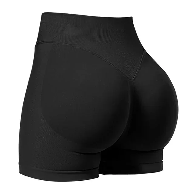Women's High Waisted Yoga-Shorts Seamless Low Ribbed Waistband Gym Shorts Scrunch Bum High Stretch Running Cycling Shorts - Image 11